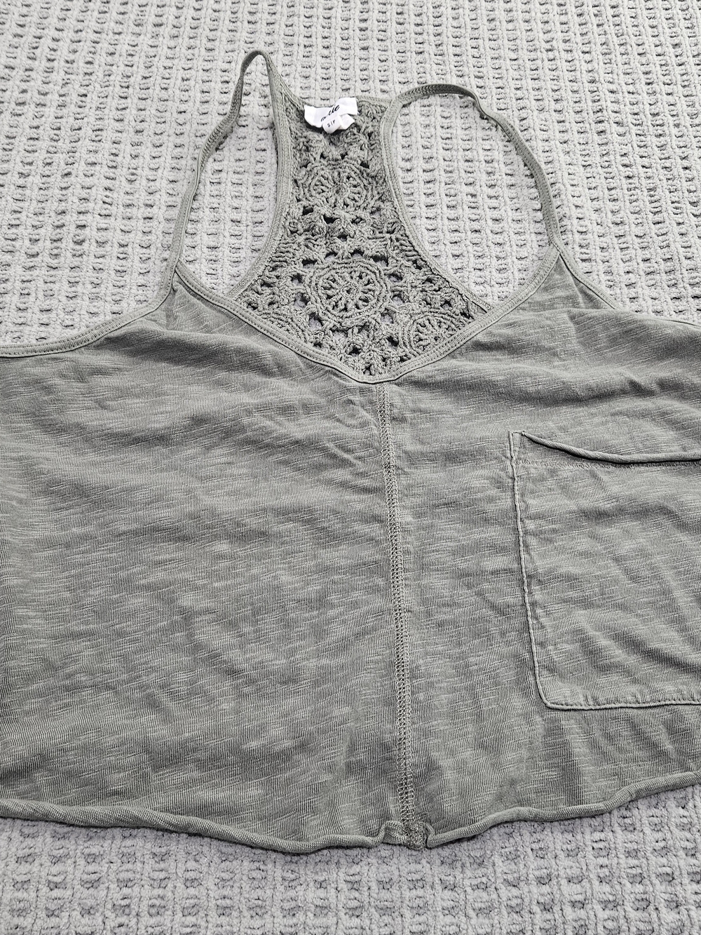 aerie Olive Green Crochet Racerback Tank